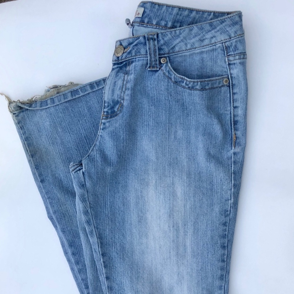 Y2k Jeans Distressed Grunge Flared Leg Light Wash Early